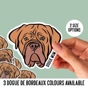 Dogue de Bordeaux Stickers / Gepersonaliseerde Hondenras Gezicht Cartoon Sticker Pack / Gestanst Huisdier Portret Stickers / Dogue Eigenaar Mama Sticker Cadeau
