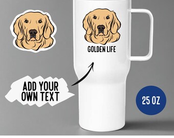 Personalisierte Golden Retriever Reisetasse: Edelstahl Haustier Porträt