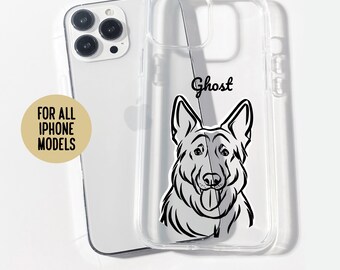 German Shepherd Outline iPhone Case: Personalized Dog Breed Phone Cover
