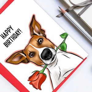Jack Russell Terrier Geburtstagskarte / Hunderasse Grußkarte / Digital Haustier Cartoon / Hund Besitzer Geschenk / Canine Feier Karte
