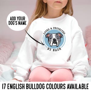 Englische Bulldogge Jugend Sweatshirt / personalisierte Bully Breed Kinder Pullover / Englisch Bulldogge Cartoon Kinder Pullover Geschenk für Jungen oder Mädchen