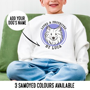 Personalised Samoyed Kids Sweatshirt/ Samoyed Portrait Face Children Jumper/Custom Dog Breed Owner Crewneck Sweater/Pet Portrait Jumper Gift