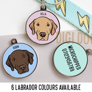Labrador Dog ID Tag/ Personalised Dog Breed Face Tag/ Custom Labrador Retriever Collar Tag/ Pet Illustration Tag/ Dog Loss Identity Tag