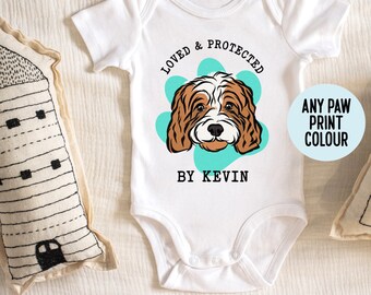 Personalized Cavapoo Face Baby Bodysuit, Cavoodle Baby Shower Gift