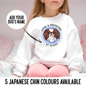 Japanese Chin Kids Sweatshirt/ Personalised Small Dog Breed Lover Boy Girl Jumper/ Custom Japanese Chin Portrait Crewneck Sweater/ Dog Gift