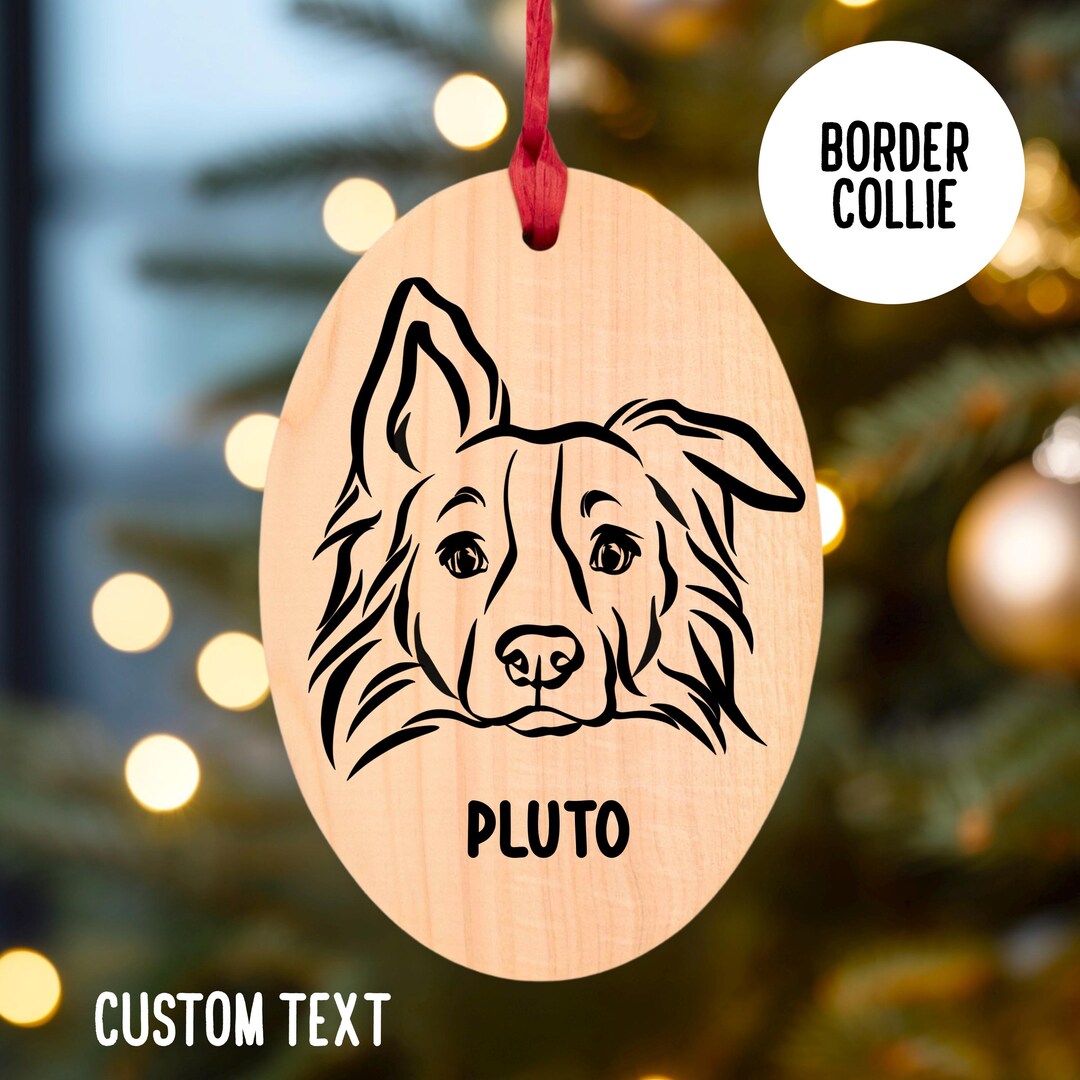Personalized Border Collie Christmas Ornament: UV Printed Hinoki