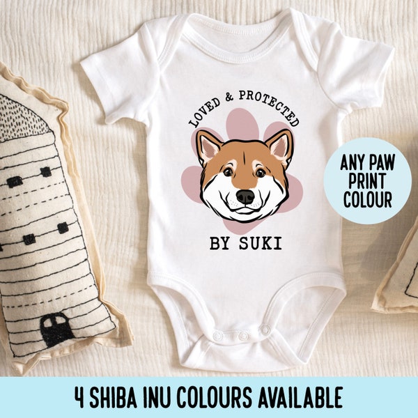 Shiba Inu bébé cache-couche personnalisé Shiba chien bébé Body personnalisé chien visage bébé grandir mignon animal Portrait Baby Shower cadeau pour Shiba Inu propriétaire