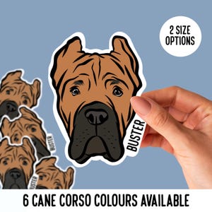 Stickers Cane Corso / aangepaste hond gezicht gestanste stickers met tekst / groot hondenras eigenaar cadeau / Cane Corso laptop sticker sticker / cadeau huisdierliefhebber
