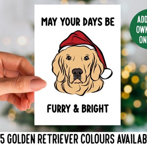 Cartolina di Natale Golden Retriever / Cartolina d'auguri cane messaggio personalizzabile / Carta illustrazione Golden Retriever / Biglietto festivo per il proprietario del cane