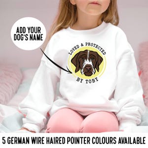 Personalised Wire Haired Pointer Kids Jumper/ Dog Breed Toddler Sweatshirt Gift/German Pointer Family Gift Idea/Dog Themed Boy Girl Gift
