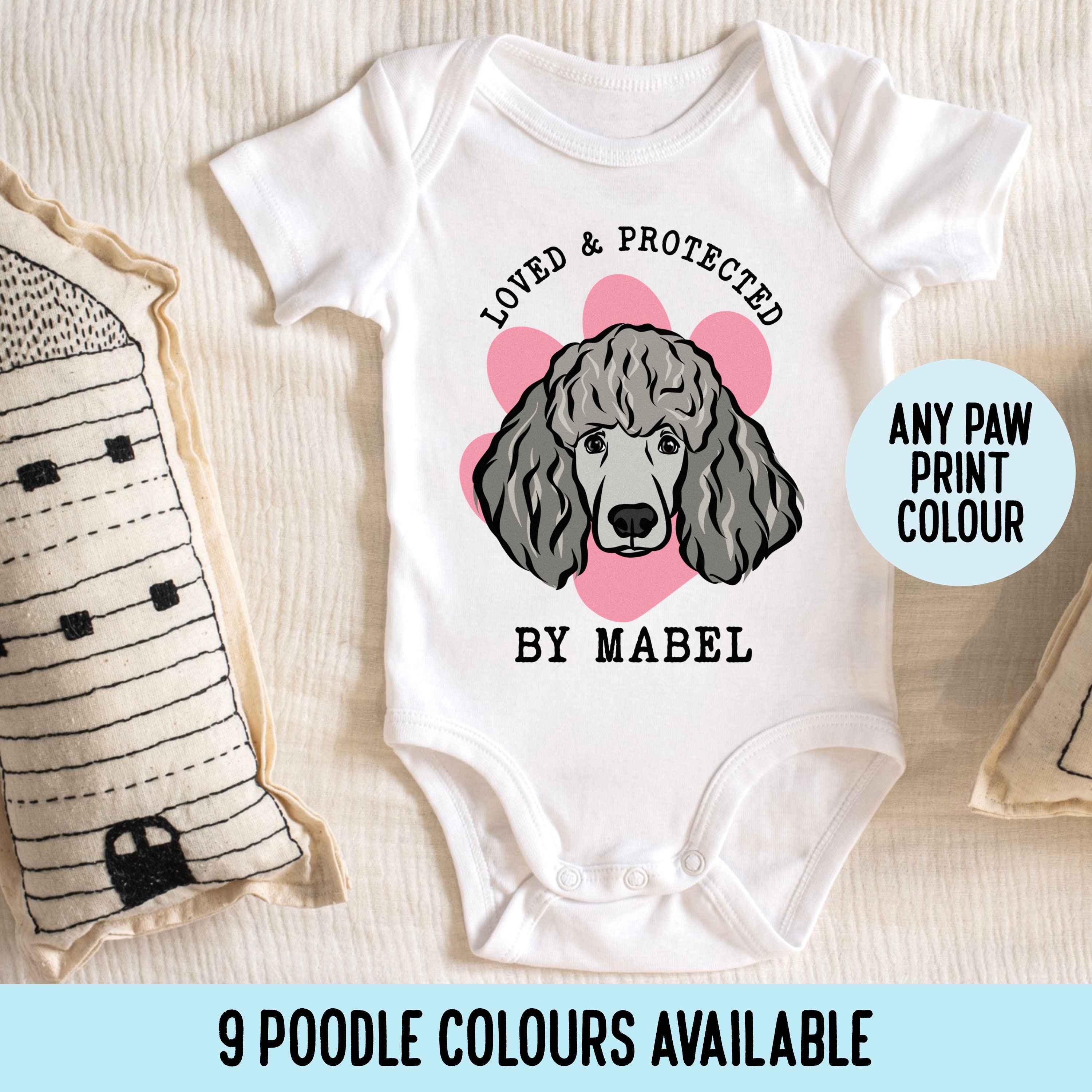 Poodle Face Baby Bodysuit Personalised Standard Poodle Baby Grow Custom Poodle Name Baby Vest Cute Poodle Owner Lover Gift for Baby Shower Etsy