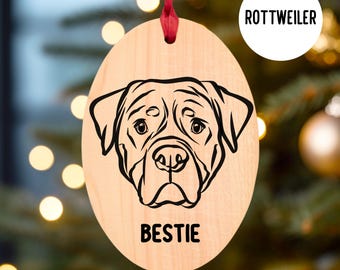 Décoration Noël En Bois Rottweiler - Pendentif "I Woof You" Camion Rouge 3D Pour Sapin - Cadeau Chien