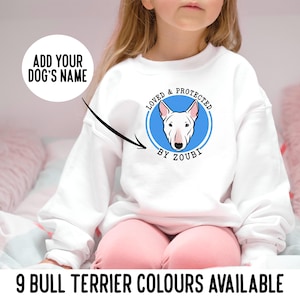 Bullterrier Kinder Sweatshirt / personalisierte Bully Rasse Kinder Pullover / Bullterrier Kinder Geschenk / benutzerdefinierte Hund Cartoon Jugend Rundhalspullover