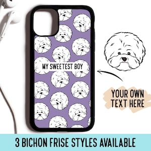 Bichon Frise Phone Case/ Personalised Bichon Frise Pattern iPhone Cover/ Tough Phone Case for Dog Lover Owner/ Sublimation Print Phone Case