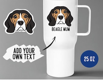 Personalisierte Beagle Reisetasse: Edelstahl Hundeporträt Thermoskanne