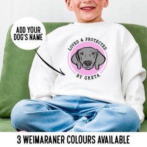 Weimaraner personalisierte Kinder Pullover / Benutzerdefinierte Kinder Hundeliebhaber Sweatshirt / Weimaraner Kunst Kleinkind Geschenkidee / Hunderasse Gesicht Rundhalspullover