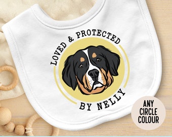 Personalized Bernese Mountain Dog Baby Bib, Dog Name Gift