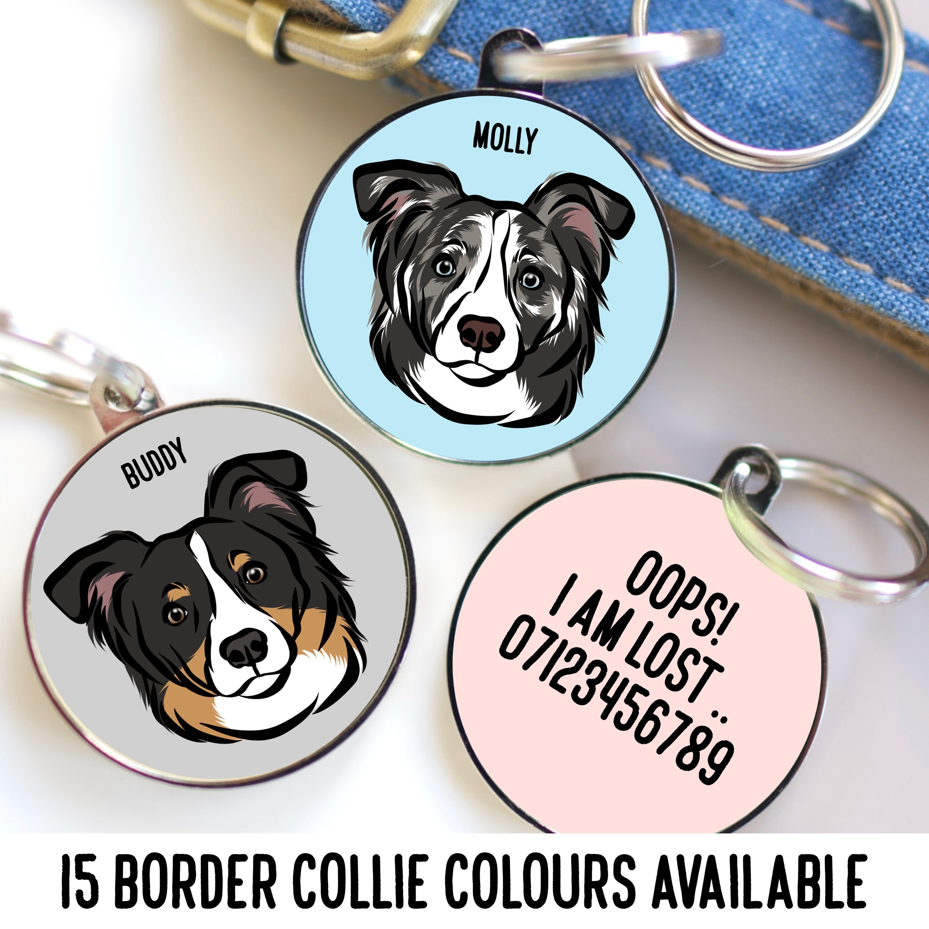 Border Collie Dog Tag Featuring Border Collie With 