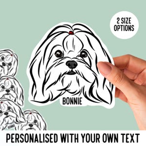 Adesivi con cane maltese/Adesivi fustellati personalizzati con muso di cane/Adesivi per animali domestici, notebook e laptop/Piccolo regalo di cancelleria con proprietario di maltese per amanti dei cani