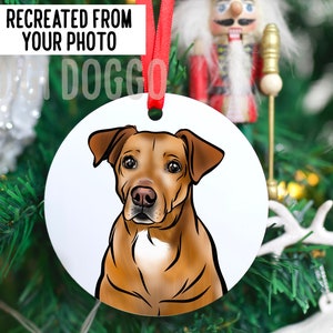 Huisdier portret kerstbal/gepersonaliseerde hond kat illustratie van foto/huisdier eigenaar kerstboom ornament/hond Memorial feestelijk cadeau