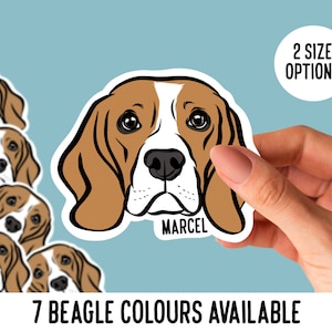 Pegatinas personalizadas de Beagle / Pegatinas personalizadas de retrato de cara de Beagle / Pegatinas portátiles de retrato de perro / Pegatinas troqueladas de perro a medida / Amante de Beagle