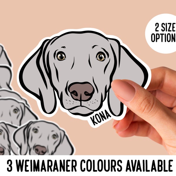 Weimaraner Face Stickers/ Personalised Dog Name Die Cut Stickers/ Custom Dog Breed Illustration Stickers/ Weimaraner Laptop Sticker Design