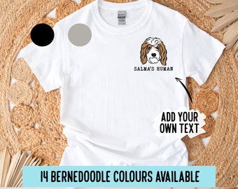 Custom Bernedoodle Portrait T-Shirt: Personalized Dog Owner Gift