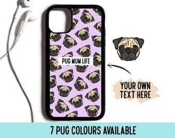 Personalized Pug Pattern Phone Case: Custom Dog Breed Cover