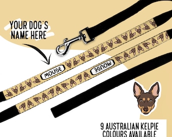 Australische Kelpie-Hundeleine/Personalisierte Hunderasse-Gehleine/Benutzerdefinierte Haustierportrait-Leine/Kelpie-Besitzer-Geschenkzubehör für Hundewanderer