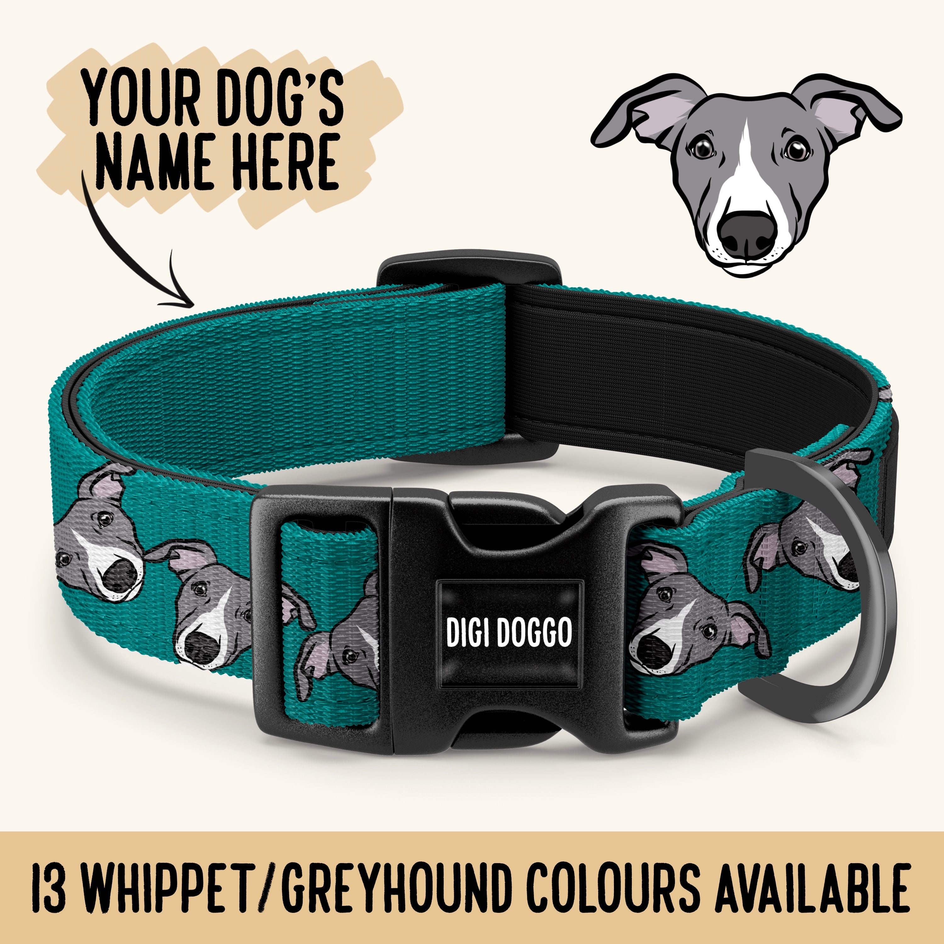 Whippet Dog Collar Etsy Canada