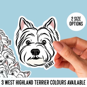 Autocollants West Highland Terrier / Conception personnalisée d'autocollant de nom de Westie / Paquet personnalisé d'autocollant de coupe de visage de Westie / Autocollant d'ordinateur portable de Westie