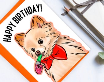 Personalized Pomeranian Birthday Card, Dog Mum Gift