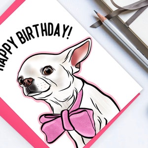 Chihuahua Geburtstagskarte / Hunderasse Grußkarte / Happy Birthday White Chihuahua Postkarte / Karte für besondere Anlässe / Geschenk für Hundebesitzer