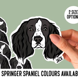 Springer Spaniel Pegatinas Personalizadas Troqueladas Perro Cara Pegatinas Personalizadas Spaniel Nombre Laptop Pegatinas Spaniel Perro Dueño Papelería Regalo