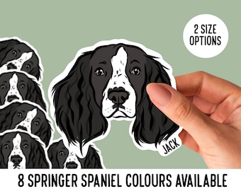 Springer Spaniel Stickers Customised Die Cut Dog Face Stickers Personalised Spaniel Name Laptop Stickers Spaniel Dog Owner Stationary Gift