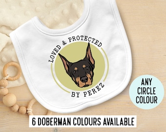 Custom Doberman Portrait Baby Bib, Personalized Cotton Bib