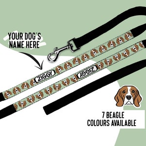 Beagle Dog Lead/ Personalised Beagle Face Leash/ Dog Walking Leash/ Custom Dog Portrait Lead/ Cute Beagle Owner Lover Gift/ Beagle Dog Mum