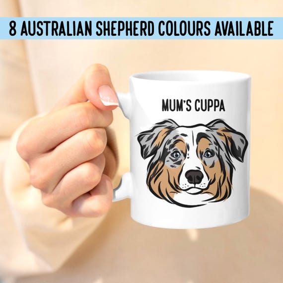 Personalized Australian Shepherd Mug: Custom Dog Name, Aussie Breed Colors  - Etsy