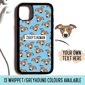 Whippet Dog Face Phone Case/ Personalised Whippet Dog Portrait iPhone Case/ Custom Pet Lovers Phone Cover/ Cute Greyhound Dog Phone Case
