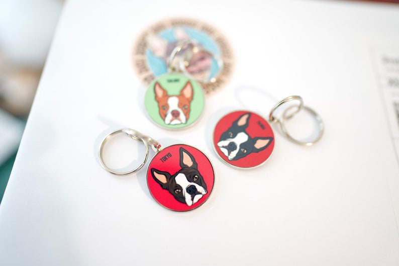 Médaille d'identification personnalisée portrait Boston Terrier : Médaille personnalisée pour collier d'animal de compagnie image 7