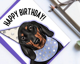 Personalized Dachshund Birthday Card: Sausage Dog Greeting Card