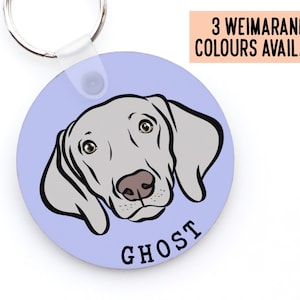 Weimaraner Dog Keyring/ Personalised Sublimation Dog Name Keychain/ Custom Weimaraner Face Keyring Design/ Weimaraner Lover Personal Gifts