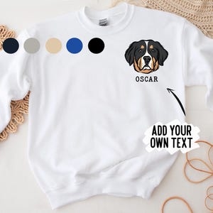 Sudadera con perro de montaña bernés/Sudadera personalizada con la raza del perro/Regalo para mamá de perro grande/Sudadera con retrato de perro/Sudadera de cuello redondo con ilustración de mascota