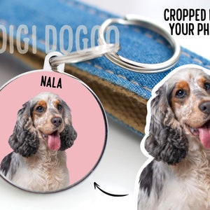 Personalised dog photo id tag/ customised pet photo collar tag/ dog name identity metal tag/ sublimation dog tag/ dog owner picture tag gift