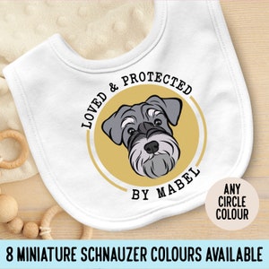Miniature Schnauzer Baby Bib/ Personalised Schnauzer Face Baby Dribble Bib/ Custom White Dog Portrait Bib/ Schnauzer Owner Baby Shower Gift