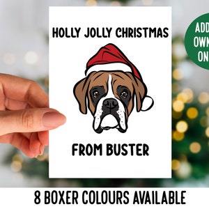 Cartolina di Natale del cane boxer / Biglietto d'auguri per la faccia del pugile festivo / Cartolina di buon Natale personalizzata per la razza del cane / Cartolina d'auguri personalizzata per il proprietario del cane