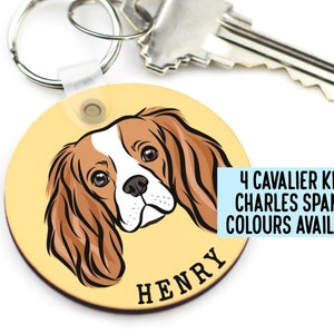 Llavero Cavalier King Charles Spaniel / Llavero de cara de raza Cavalier personalizado / Llavero de propietario Cavalier personalizado / Idea de regalo de nombre Cavalier