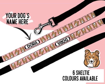 Sheltie Dog Lead/ Sheltie Face Pattern Leash/ Cute Dog Design Lead/ Dog Walking Leash/ Sheltie Dog Mum Gifts/ Sheltie Lover Custom Present