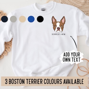 Boston Terrier Portrait Pullover / Personalisiertes Boston Terrier Gesicht Sweatshirt / Hunderasse Illustration Crewneck / Boston Terrier Besitzer Geburtstag