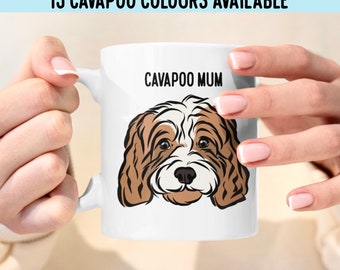 Tazza personalizzata con ritratto di Cavapoo: illustrazione personalizzata del cane, regalo commemorativo per animali domestici